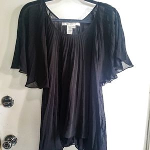 3/$20 Chiffon Pleated Black Top